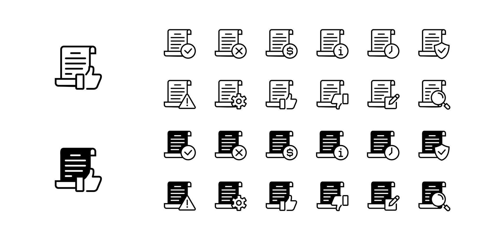 collection of file contract status icon for complete document business approval process symbol illustration design for term and policy, investment, or any agreement vector