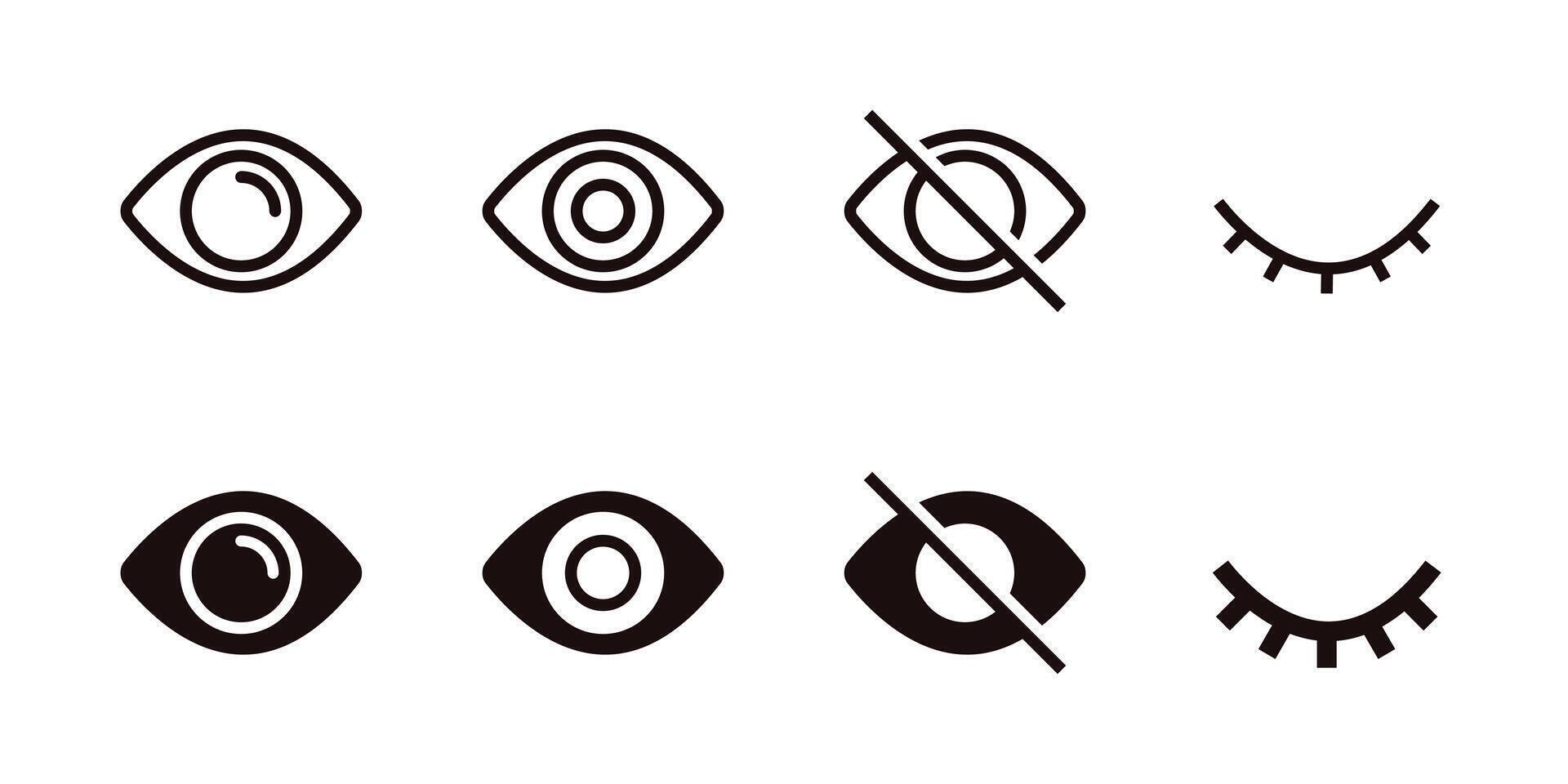 Set of eye visible view icons design see and unsee symbol vector