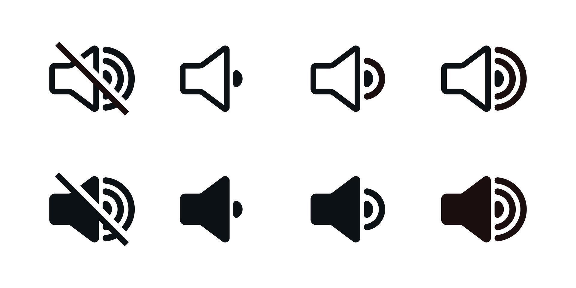 Volume sound icon set collections audio speaker signs design vector