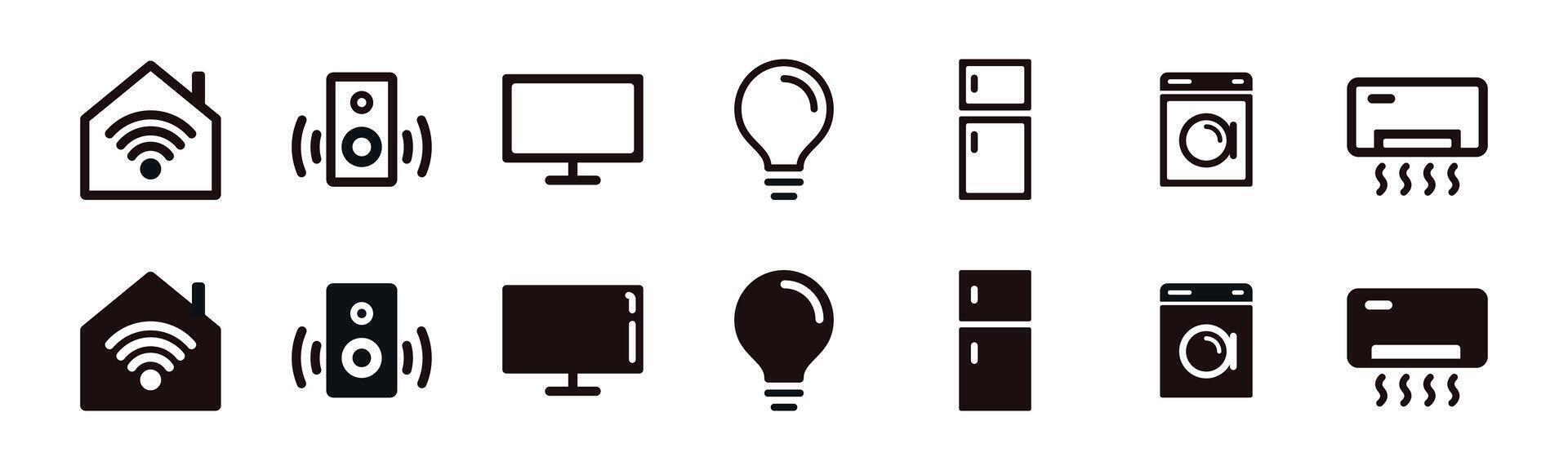 Smart home icon set for all devices in the house line symbol vector