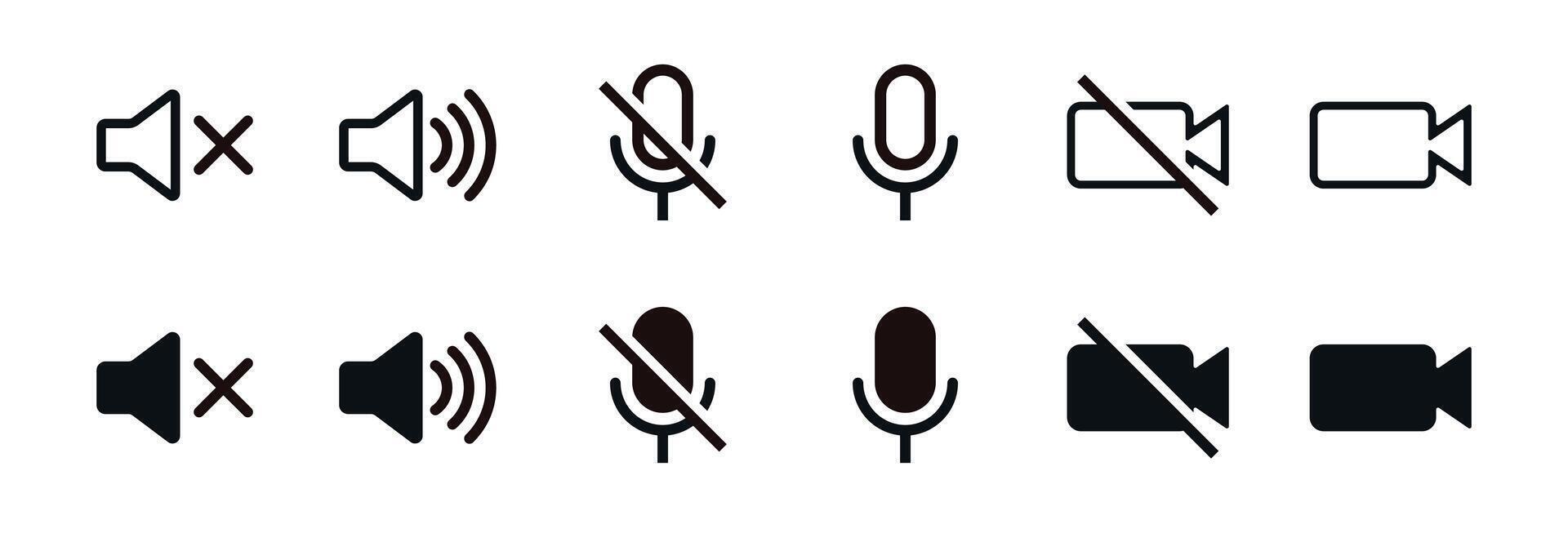 Full collection of microphone mic, speaker, media icons set design vector