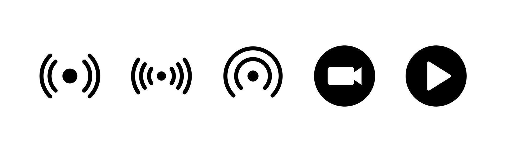 live streaming icon set design vector