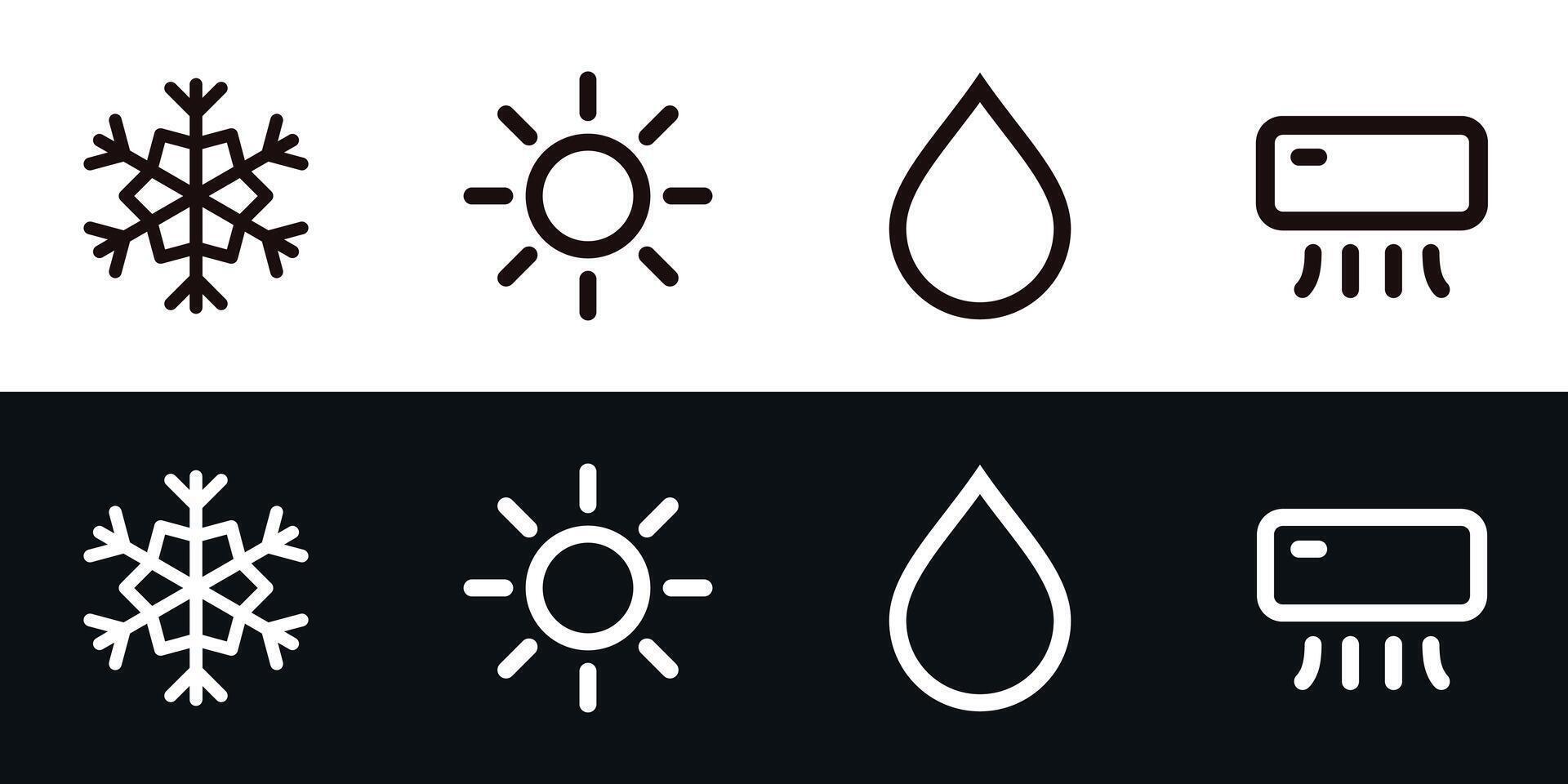 Set of air condition icons for smart house app. cold, heat, dry, auto status air conditioner vector