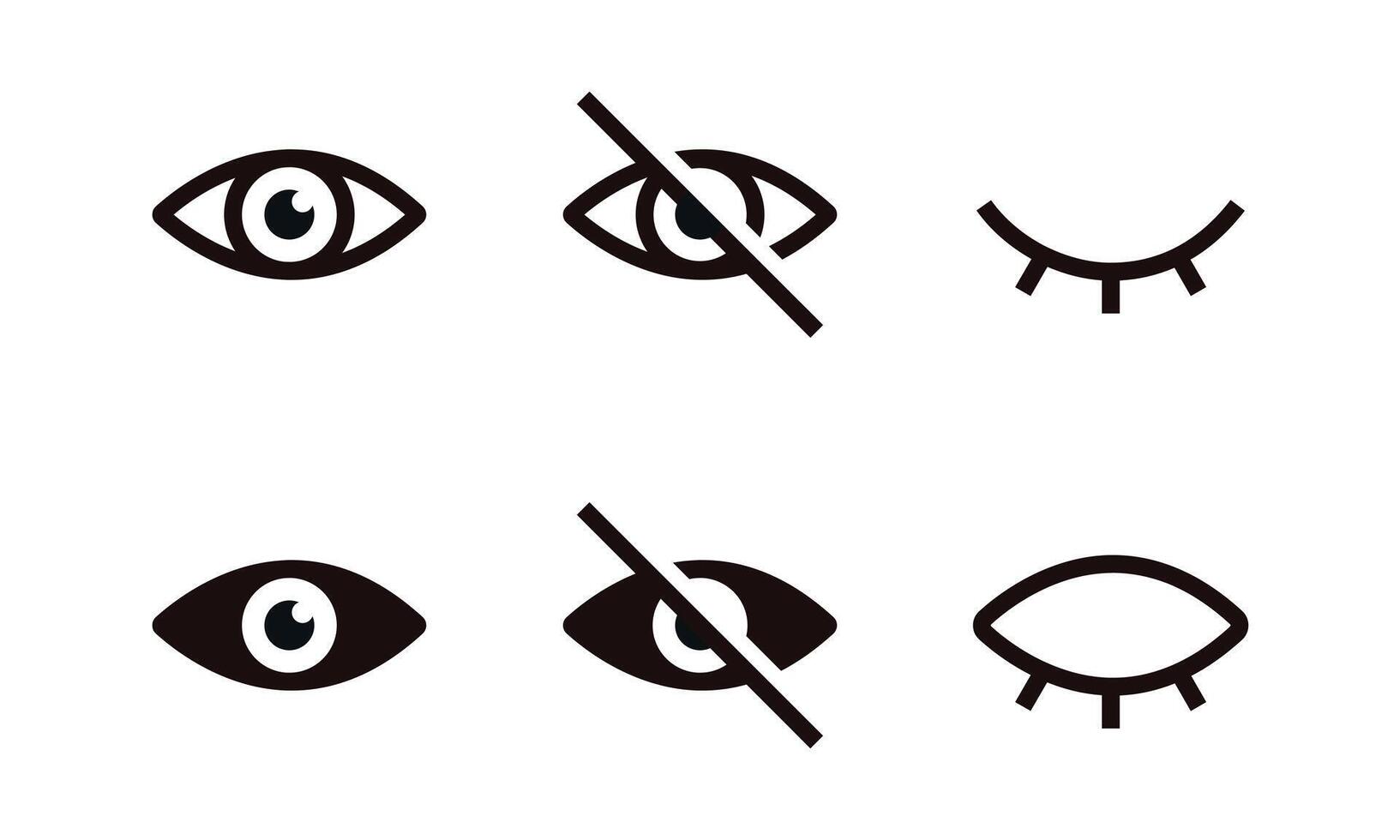 eye visible and invisible access icon collection view forbidden hidden content symbols for show and hide password vector