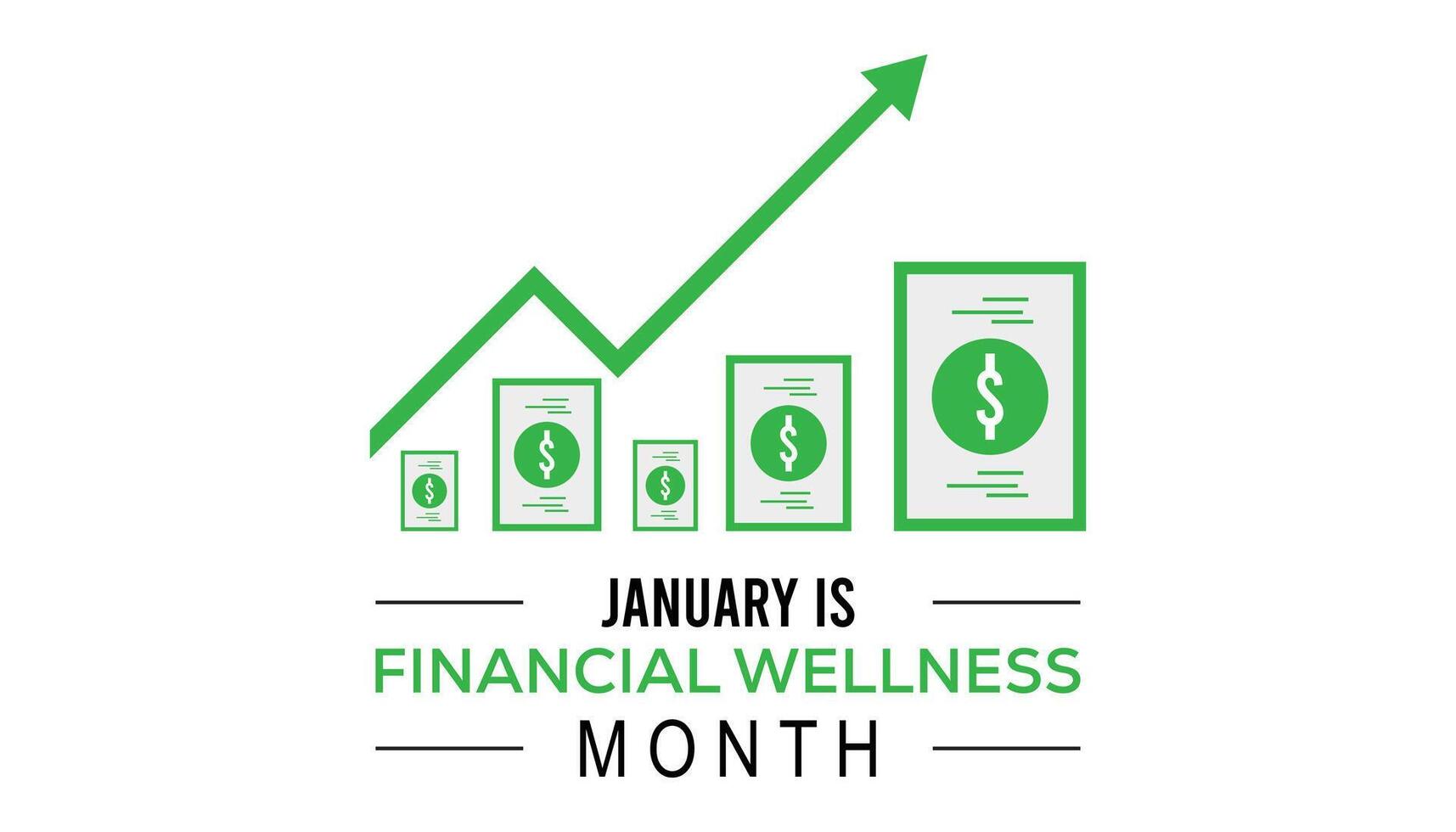illustration on the theme of Financial Wellness Month observed each year during January.banner, Holiday, poster, card and background design. vector