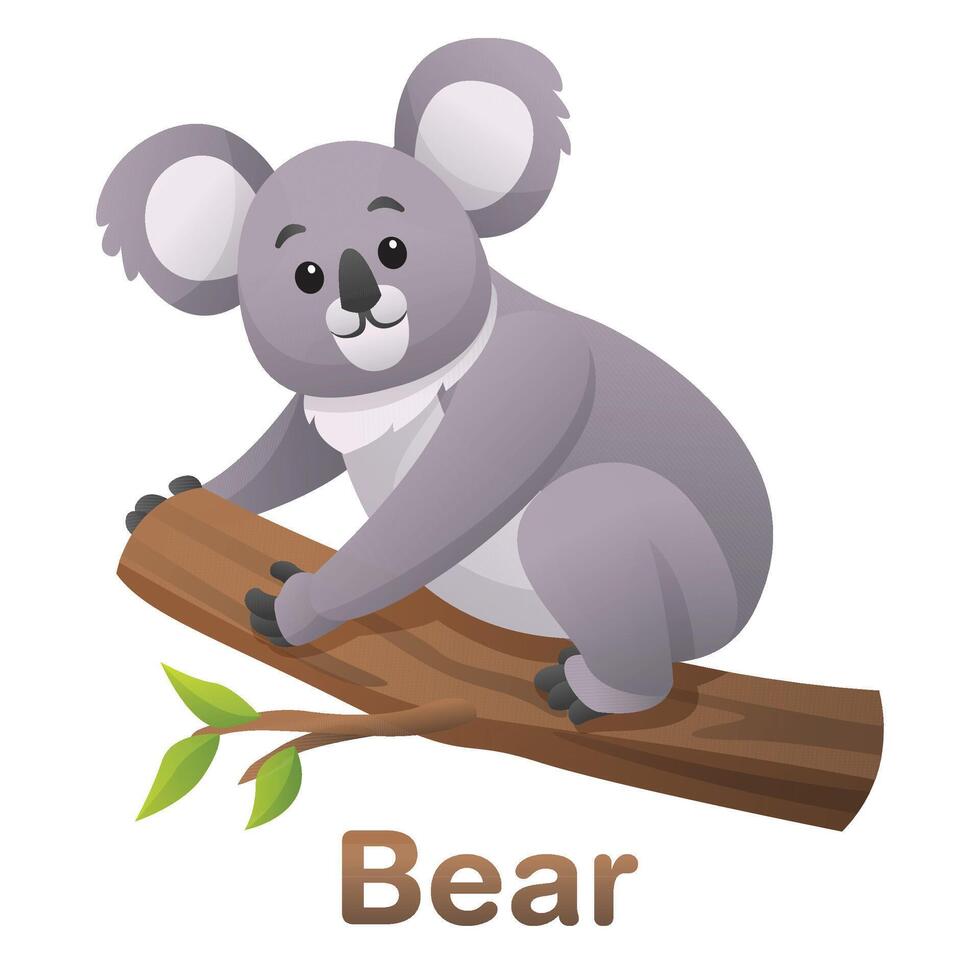 Illustration of a bear holding honey next to a wooden signboard on a white background. vector