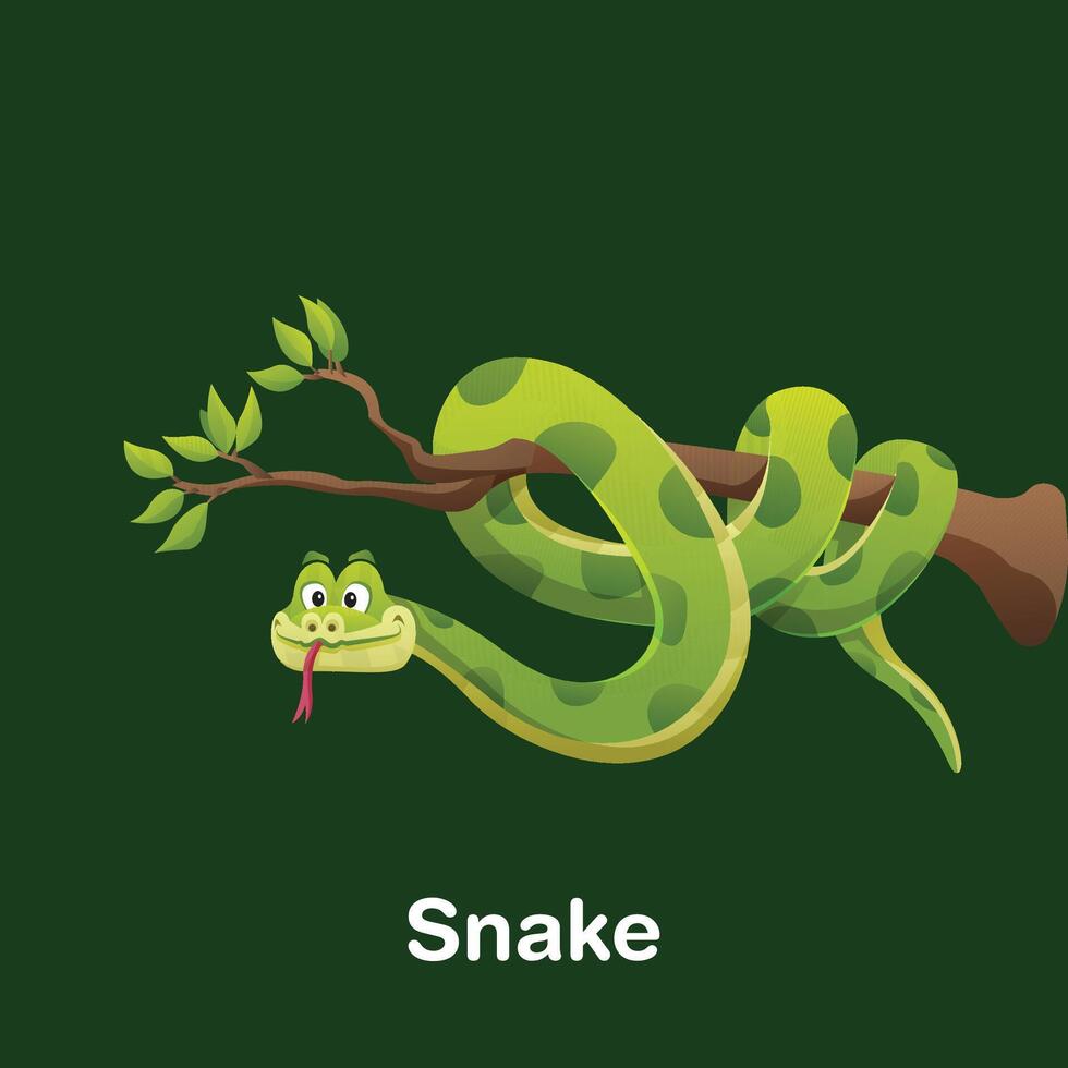 a green snake holding with a tree vector