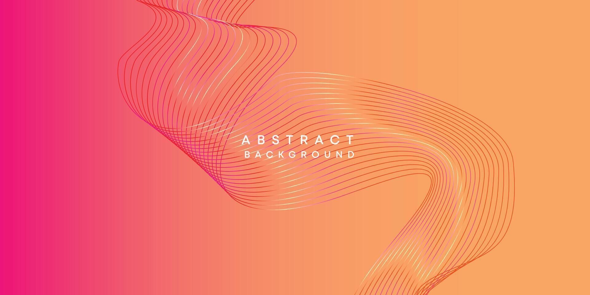 Abstract orange, pink, yellow digital future technology geometric flowing line background. Red, orange, purple gradient smooth wave lines web banner background for cover, flyer, header, website vector