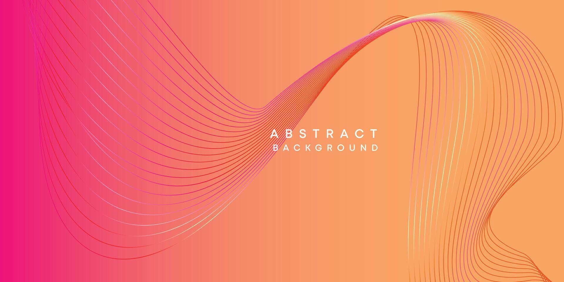 Abstract orange, pink, yellow digital future technology geometric flowing line background. Red, orange, purple gradient smooth wave lines web banner background for cover, flyer, header, website vector