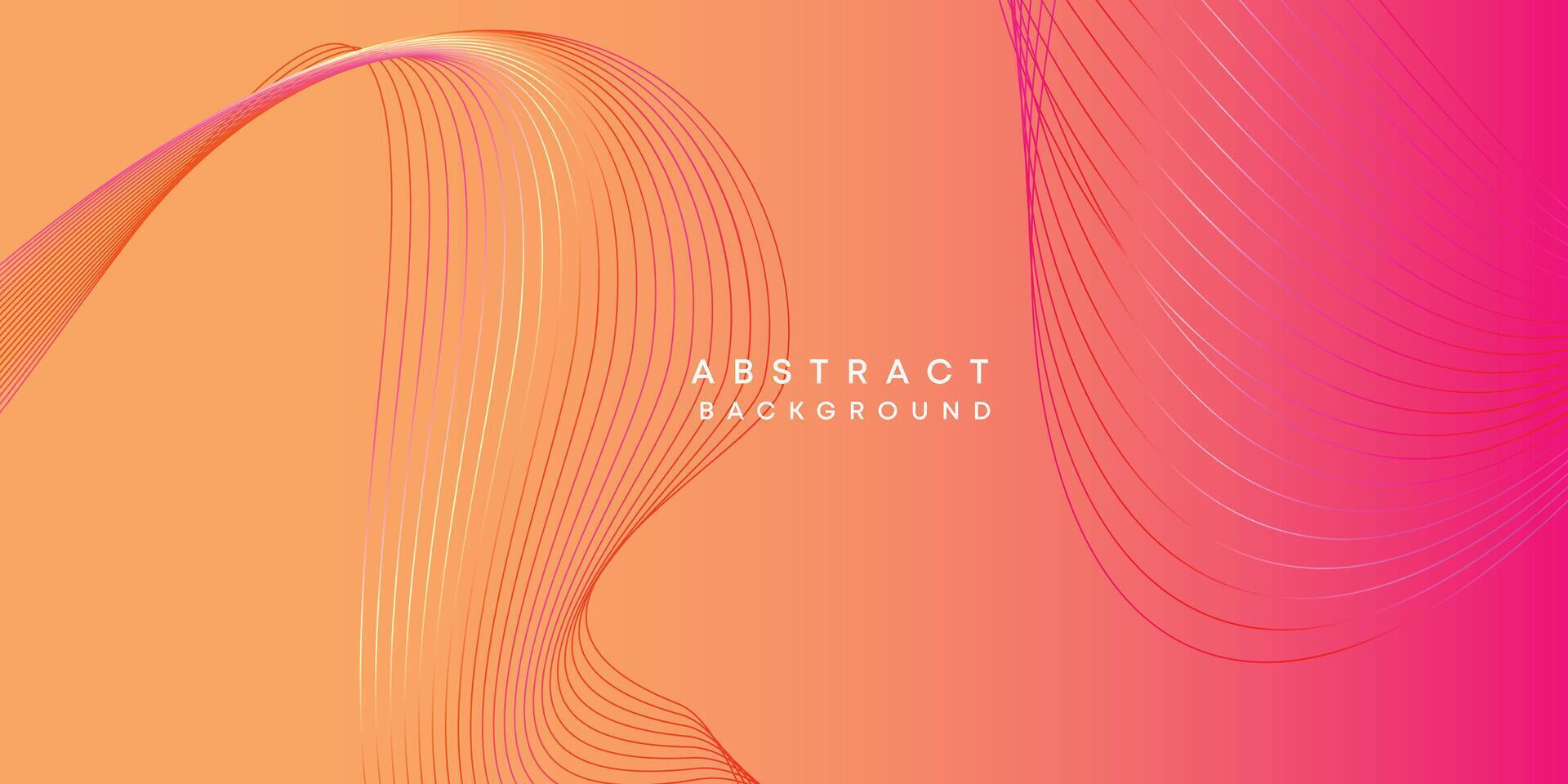 Abstract orange, pink, yellow digital future technology geometric flowing line background. Red, orange, purple gradient smooth wave lines web banner background for cover, flyer, header, website vector