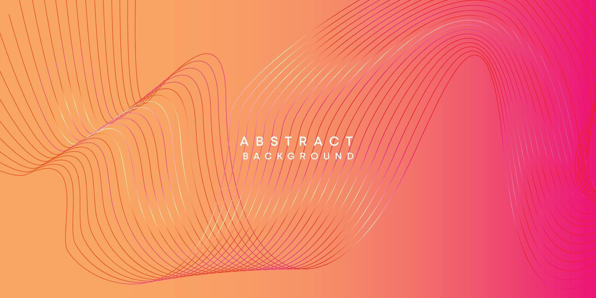 Abstract orange, pink, yellow digital future technology geometric flowing line background. Red, orange, purple gradient smooth wave lines web banner background for cover, flyer, header, website vector