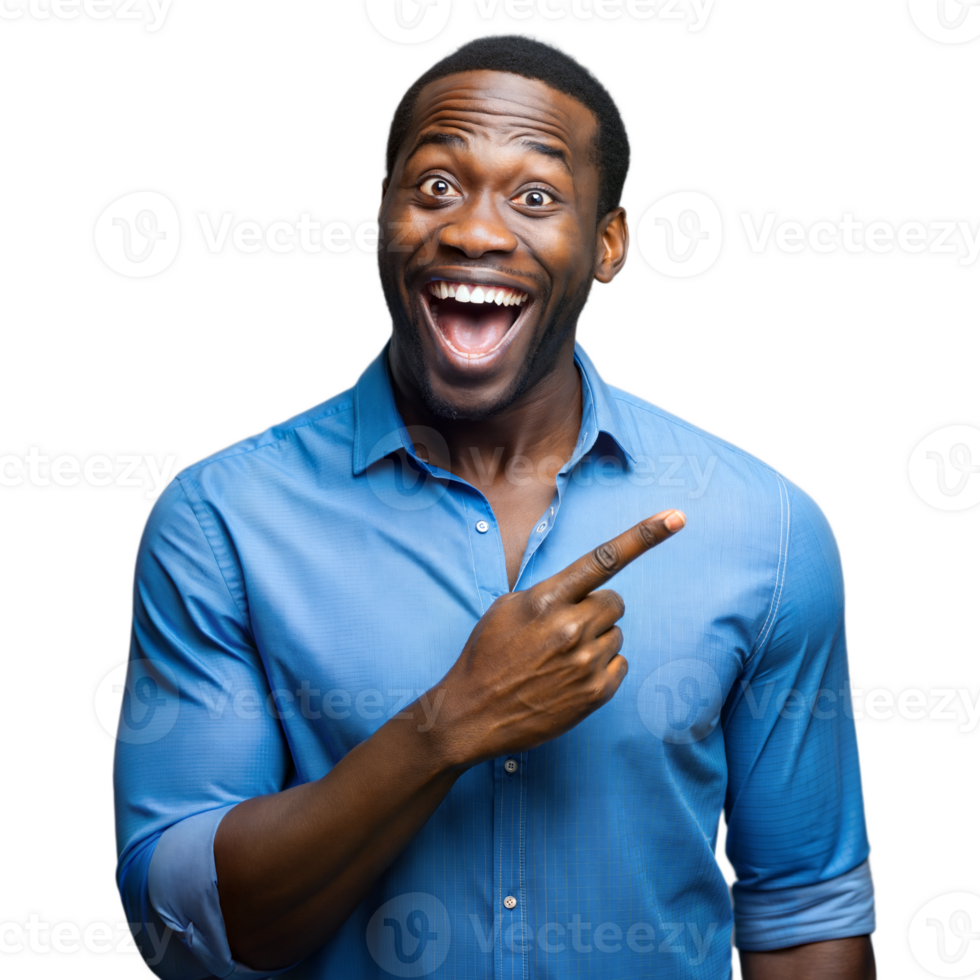 Excited man pointing and laughing on transparent background png