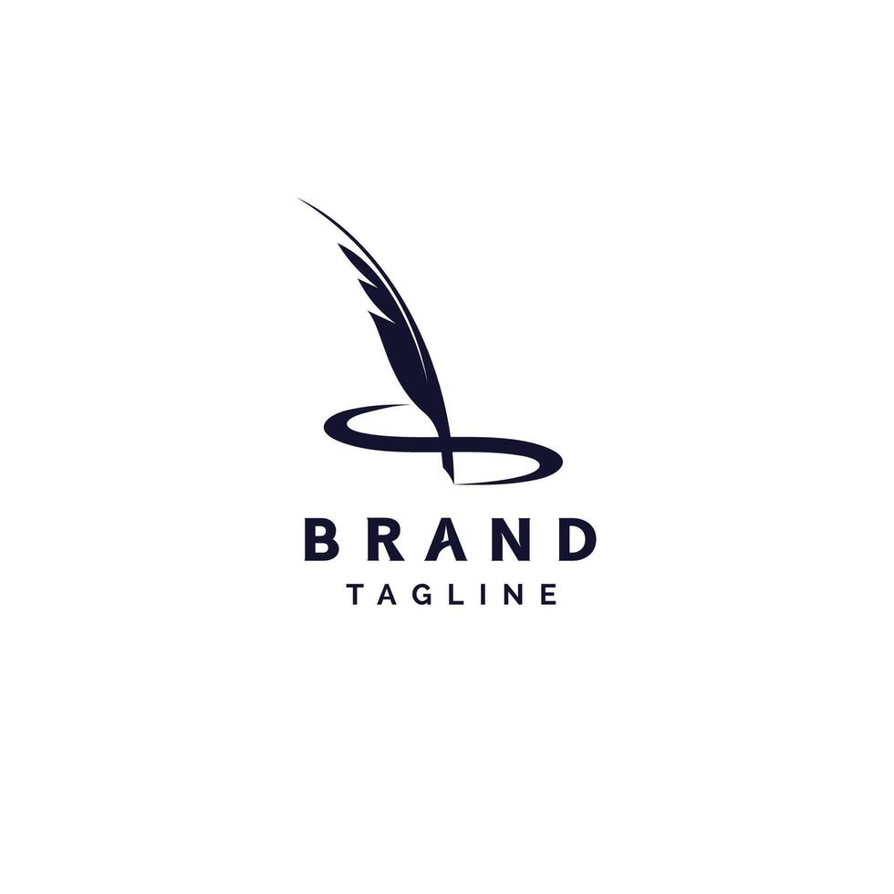 Feather Pen Writing Initial Letter S Logo Design. Quill Writing Forms an Infinity Symbol Logo Design. vector