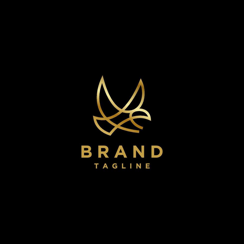 Simple Golden Eagle Line Logo Design. One Continuous Line Forms a Simple Eagle Logo Design. vector