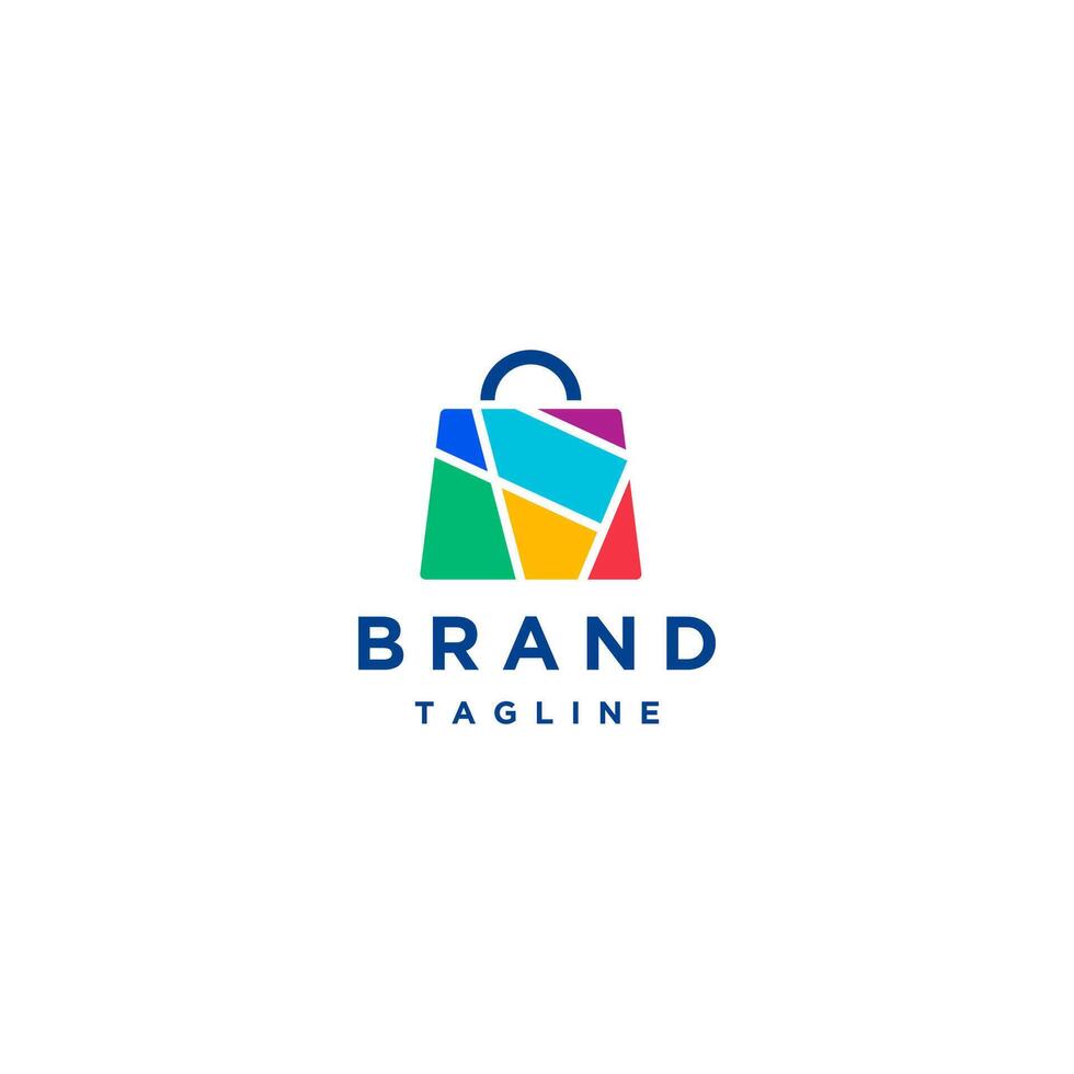 Simple Shopping Bag Map Logo Design. Colorful Shopping Location Bags Logo Design. vector