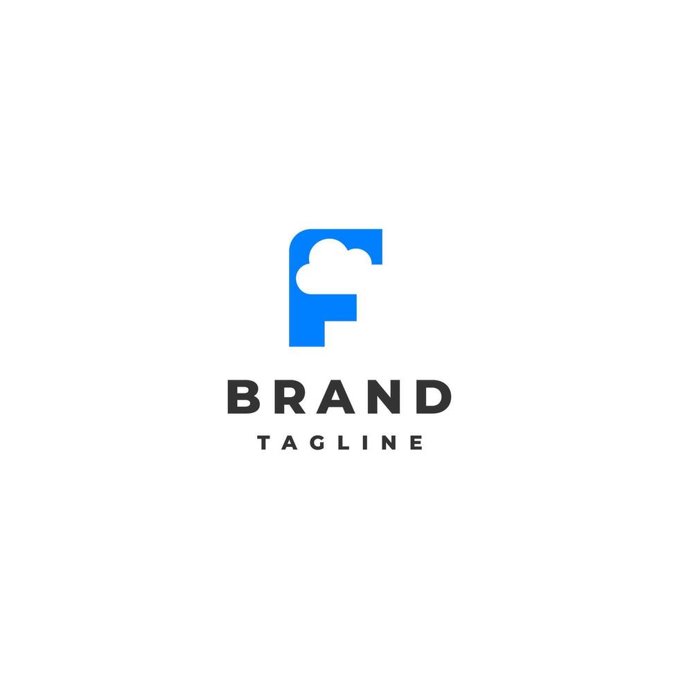 Simple Cloudy Initial Letter F Logo Design. Letter F Covered by White Clouds Logo Design. vector
