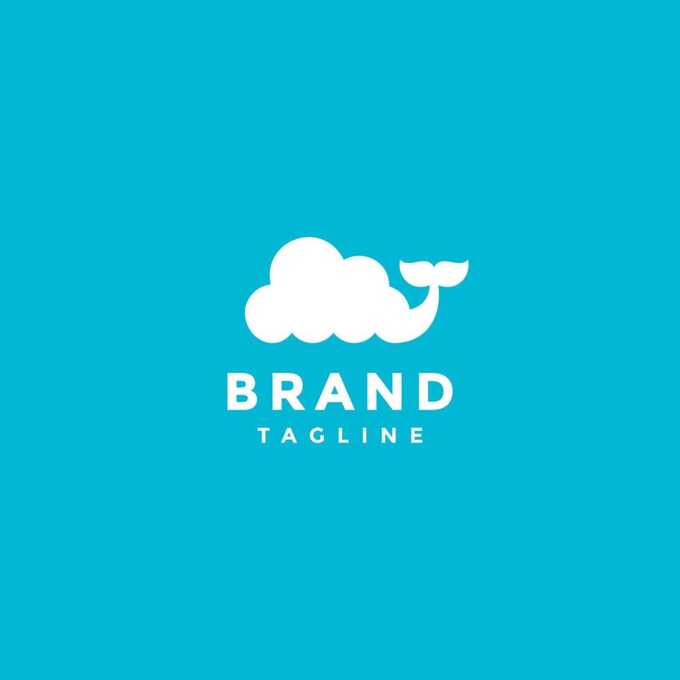Fun Clouds With Whale Tails Logo Design. Clouds With Water Ripples And Whale Tail Logo Design. vector