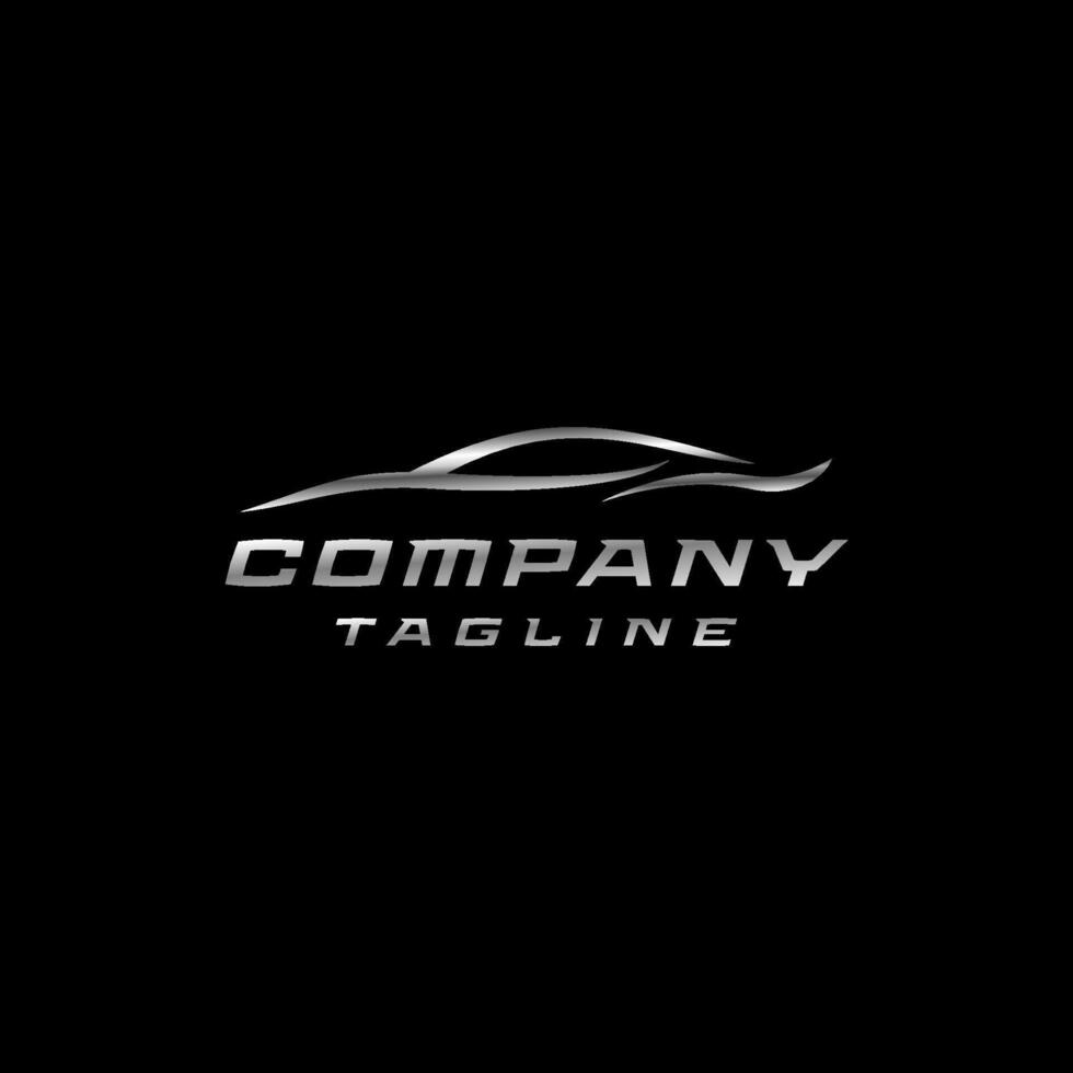 Racing Car Silhouette Line Logo Design. Curved Lines High Speed Car Silhouette Logo Design. vector