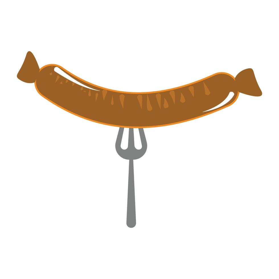 hot dog on a fork icon vector