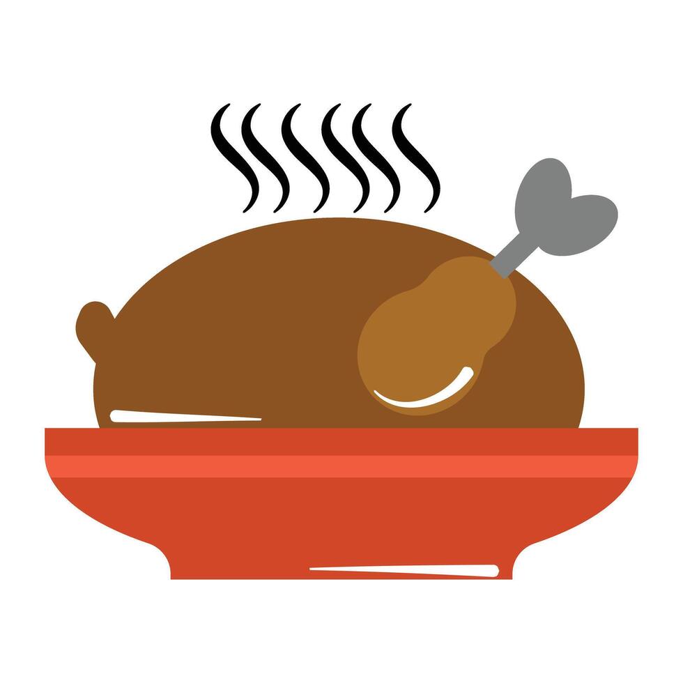 chicken on a plate vector