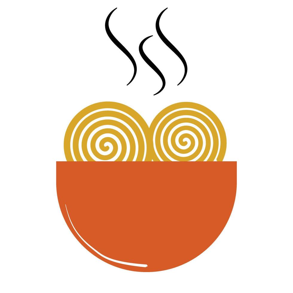 plate with noodles and chopsticks vector
