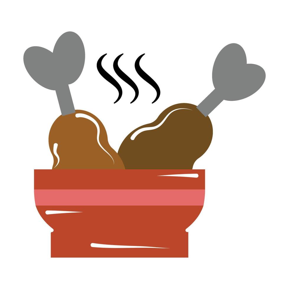 bowl with chicken pieces vector