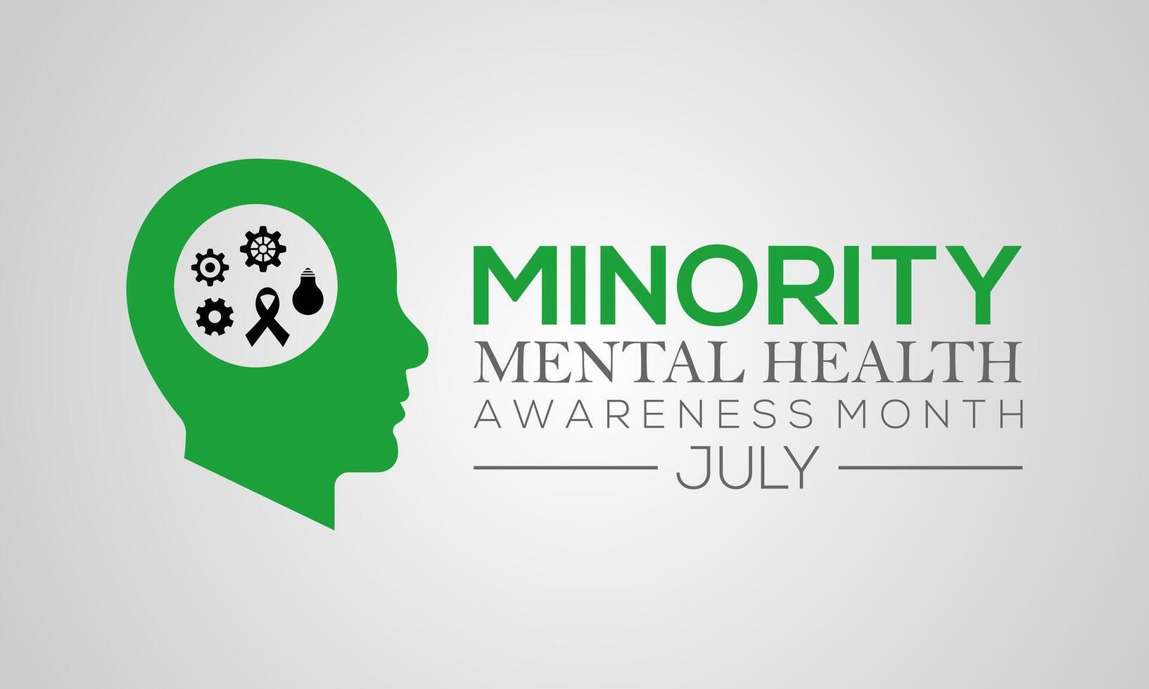 National Minority Mental Health Awareness Month observed every year in July. Template for background, banner, card, poster with text inscription. vector