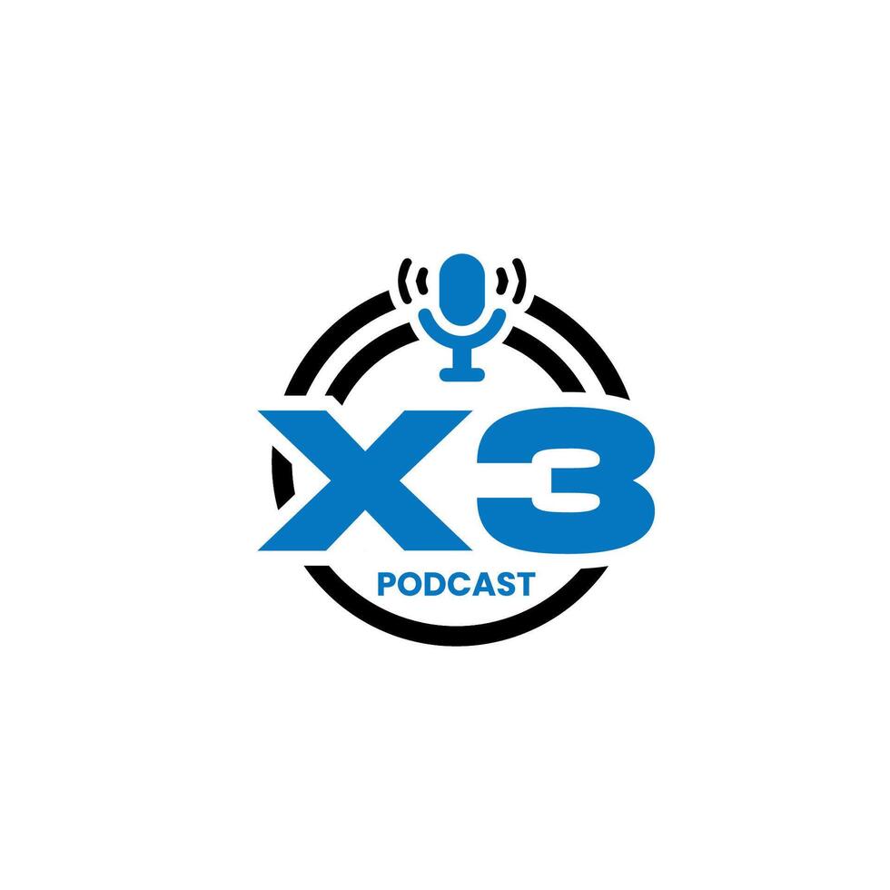 the x3 podcast logo on a white background vector