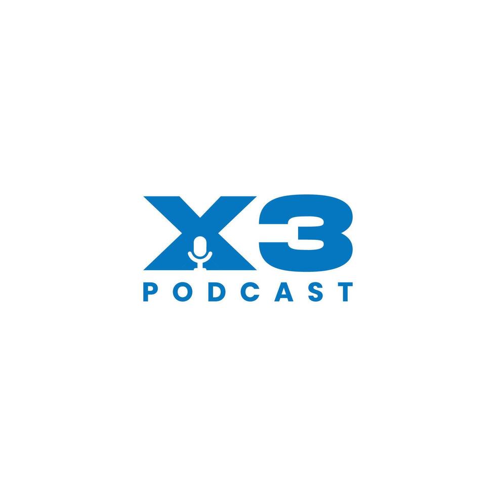 the x3 podcast logo on a white background vector