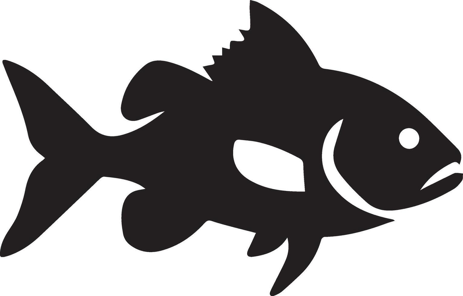Fish silhouette in line art style. Fish by hand drawing. Fish tattoo on white background. Black and white fish on white background. Marine animal illustration. Marine life animal. vector