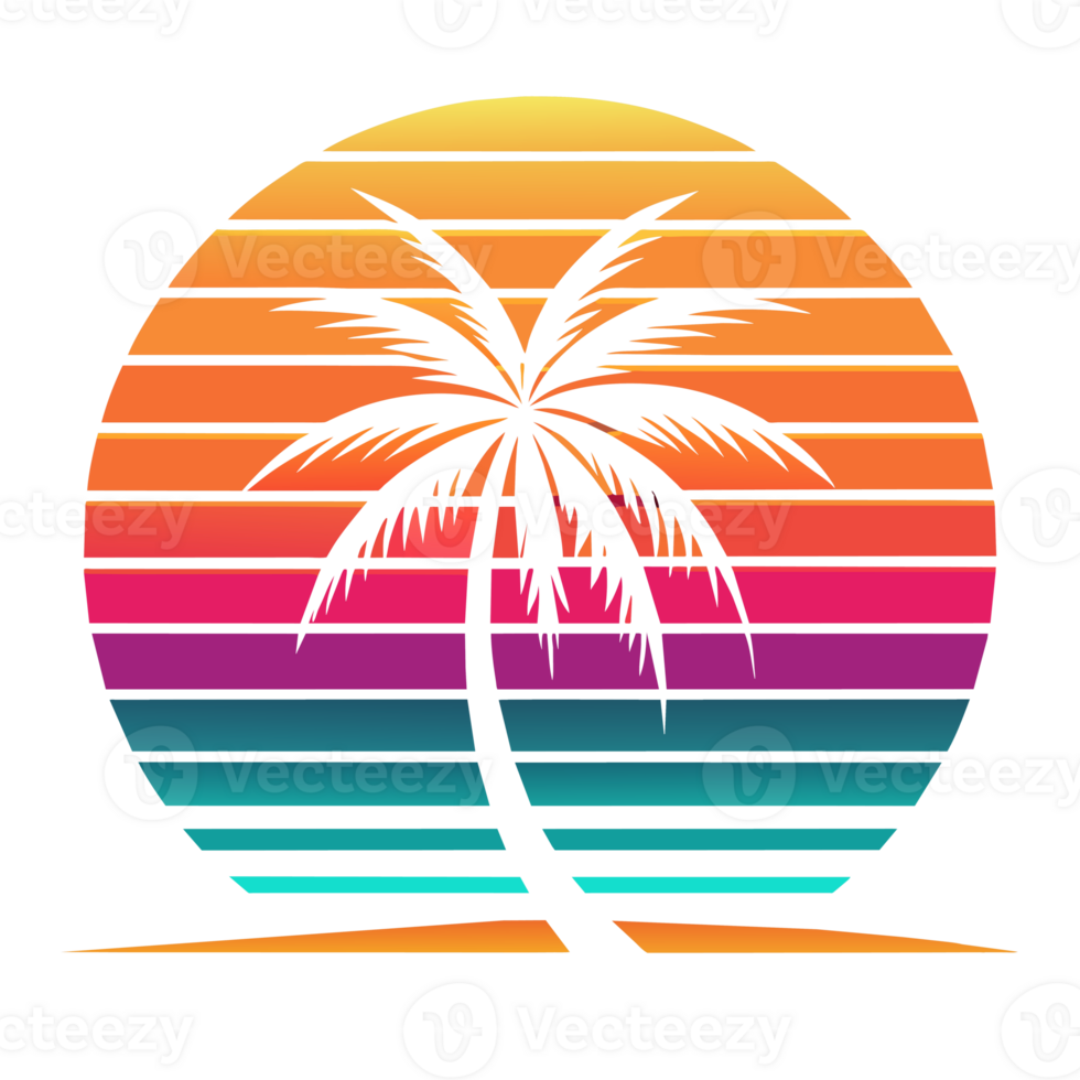A tropical scene is depicted within a circular frame png