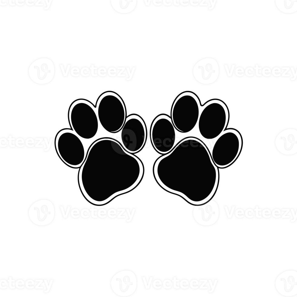 graphics black traces of two pet paws png