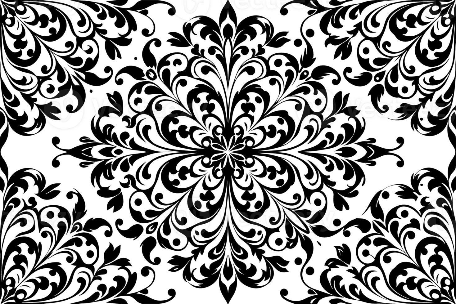 An ornate pattern with intricate swirls and curves forms a symmetrical design png