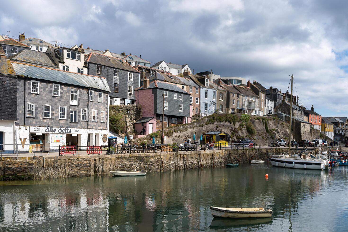 MEVAGISSEY, CORNWALL, UK, MAY 3. View of Mevagissey harbour in Cornwall on May 3, 2024. Unidentified people photo