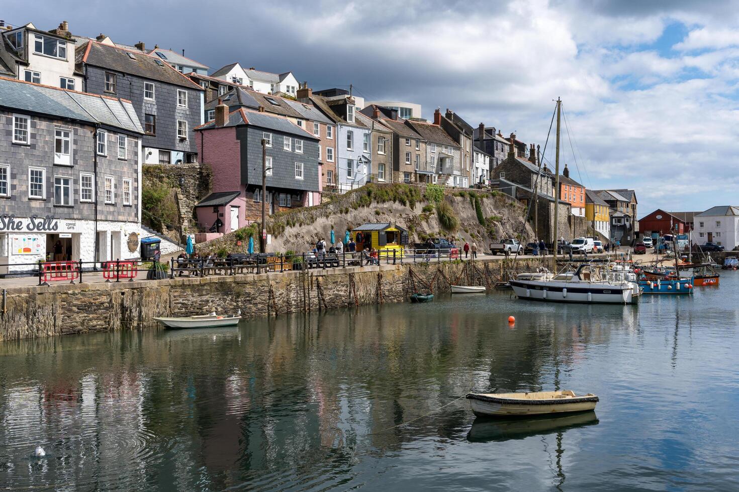 MEVAGISSEY, CORNWALL, UK, MAY 3. View of Mevagissey harbour in Cornwall on May 3, 2024. Unidentified people photo