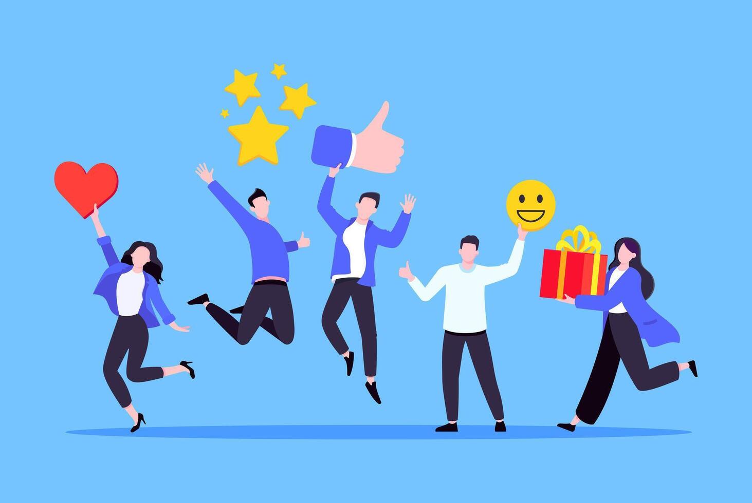 Employee feedback work satisfaction survey business concept flat illustration. vector