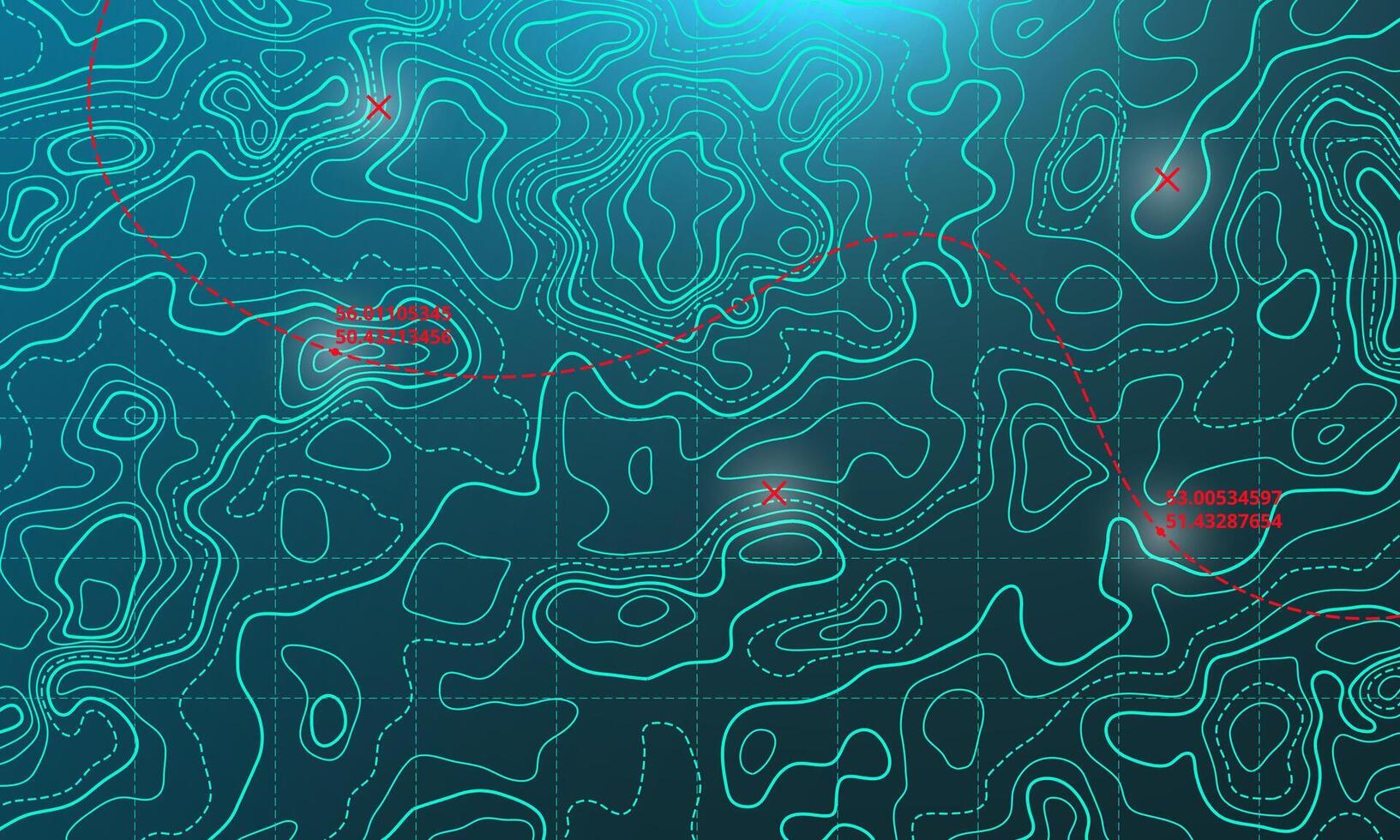 Ocean bottom topographic line map curvy wave isolines illustration. vector