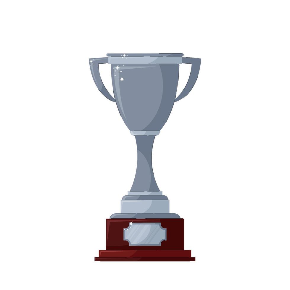 Silver cup in flat style on a white background. Reward for winning the competition. Second place. vector