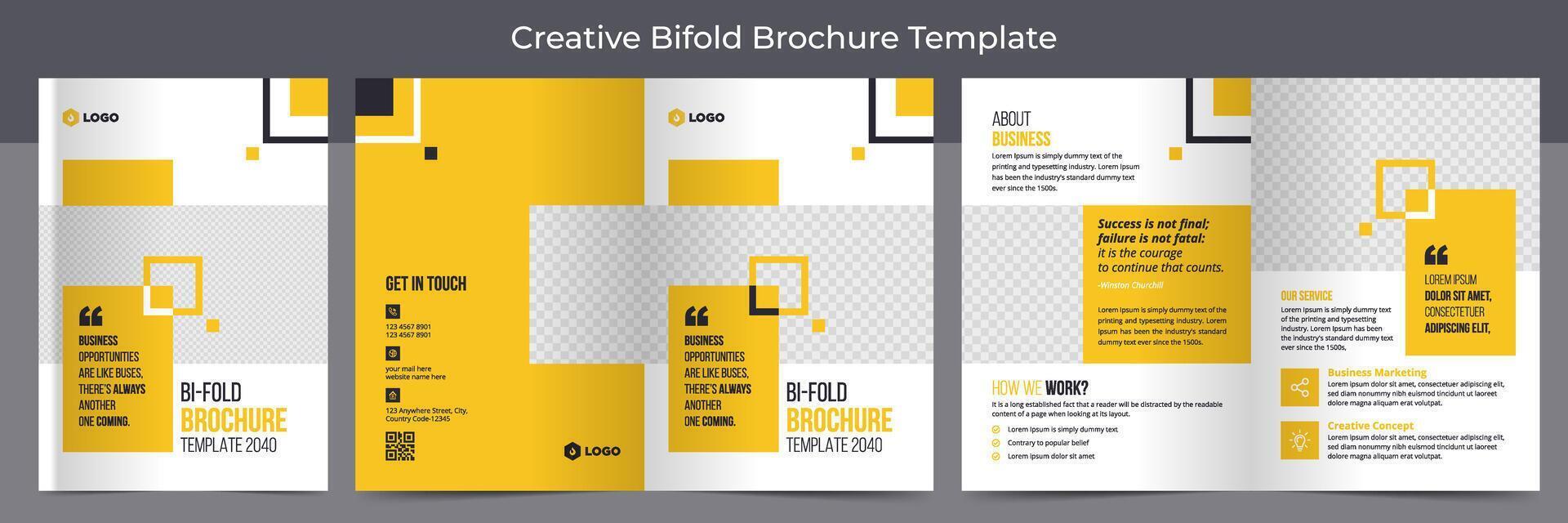 Creative Bi Fold Brochure Design Template for Company, Corporate, Business, Advertising, Marketing, Agency. Business bi-fold brochure Template. vector