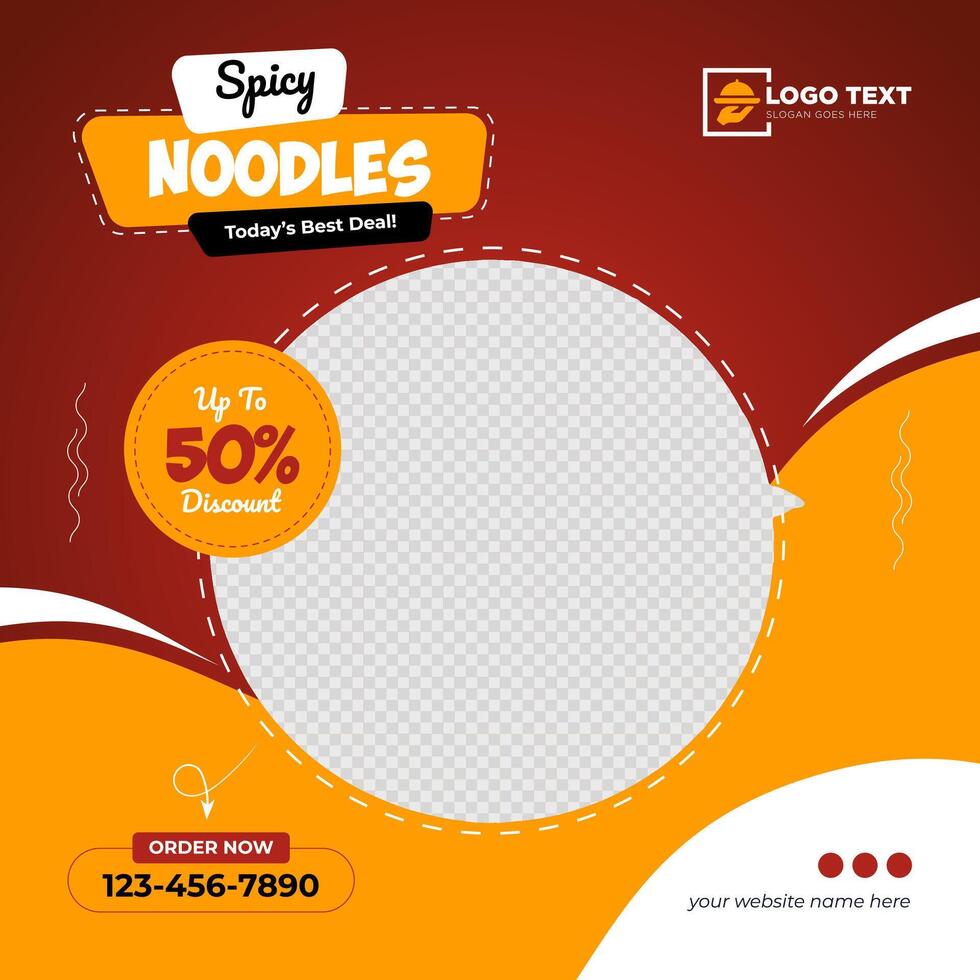 Food menu social media post or web banner template design for restaurant business marketing vector