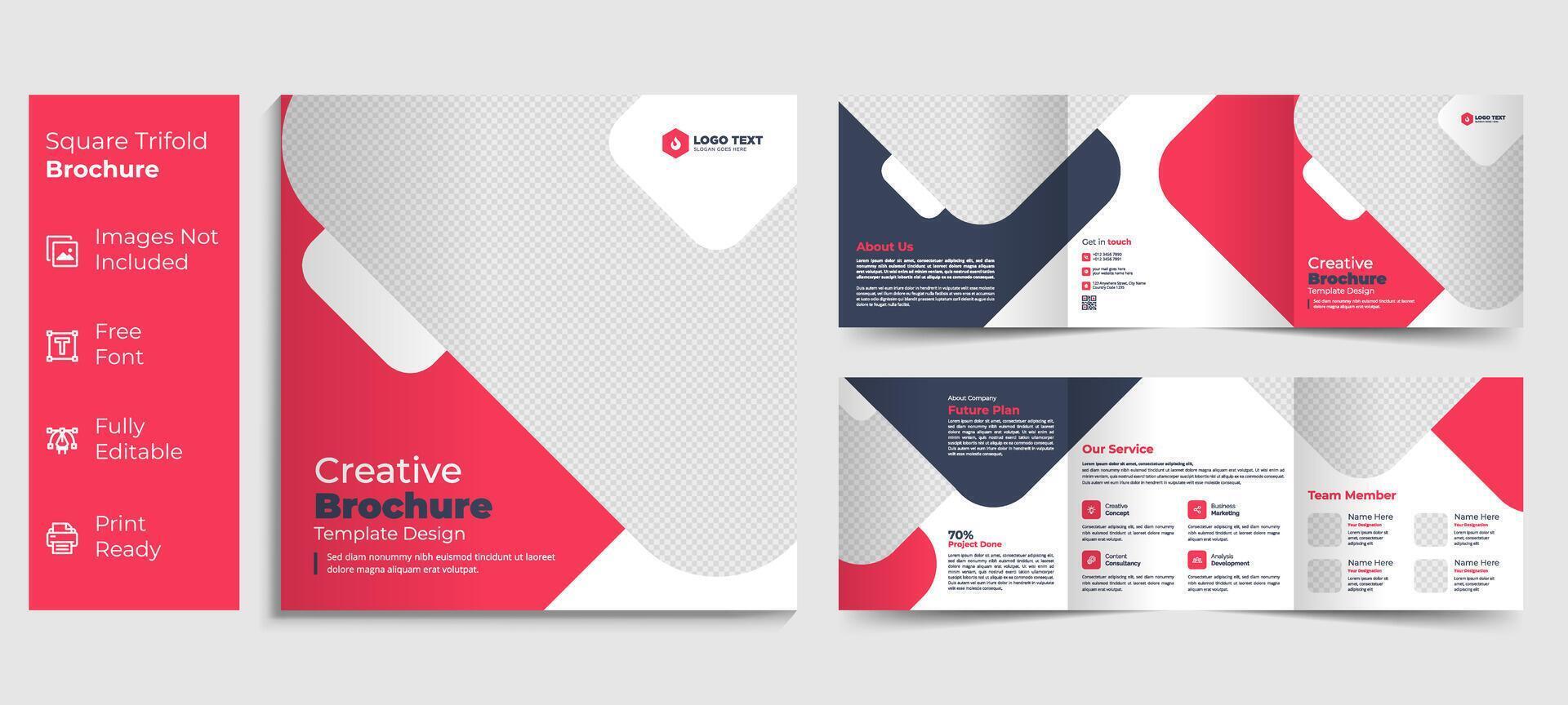 Creative Square Tri Fold Brochure Design Template for Corporate Business Advertising Marketing Agency vector
