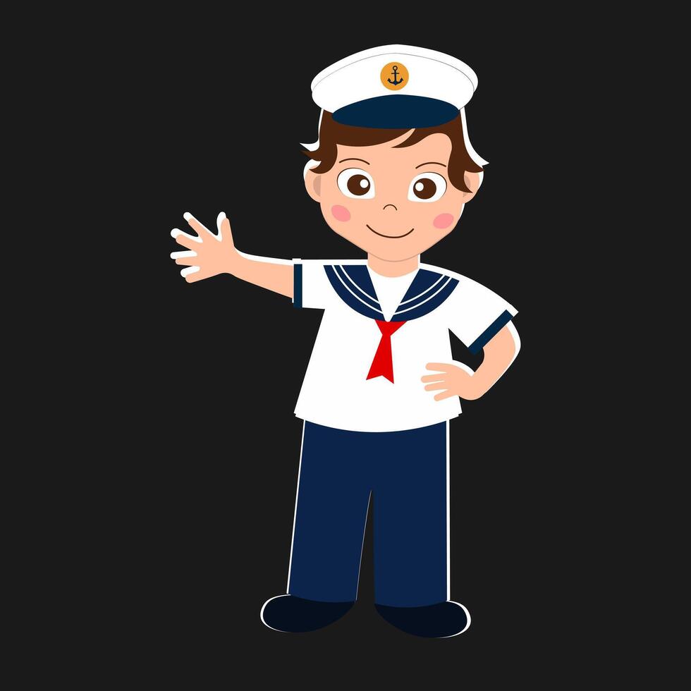 Cartoon illustration of a cute sailor boy isolated on a gradient background vector