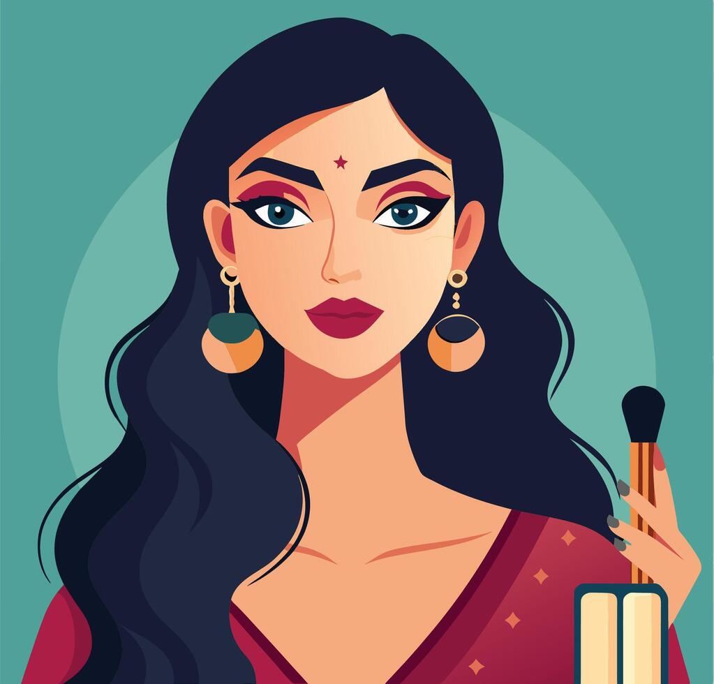 Woman's face wearing make-up- vector