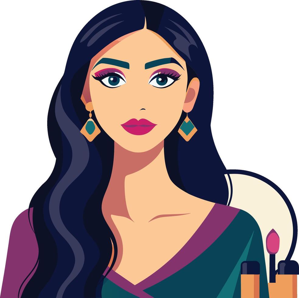 Woman's face wearing make-up- vector