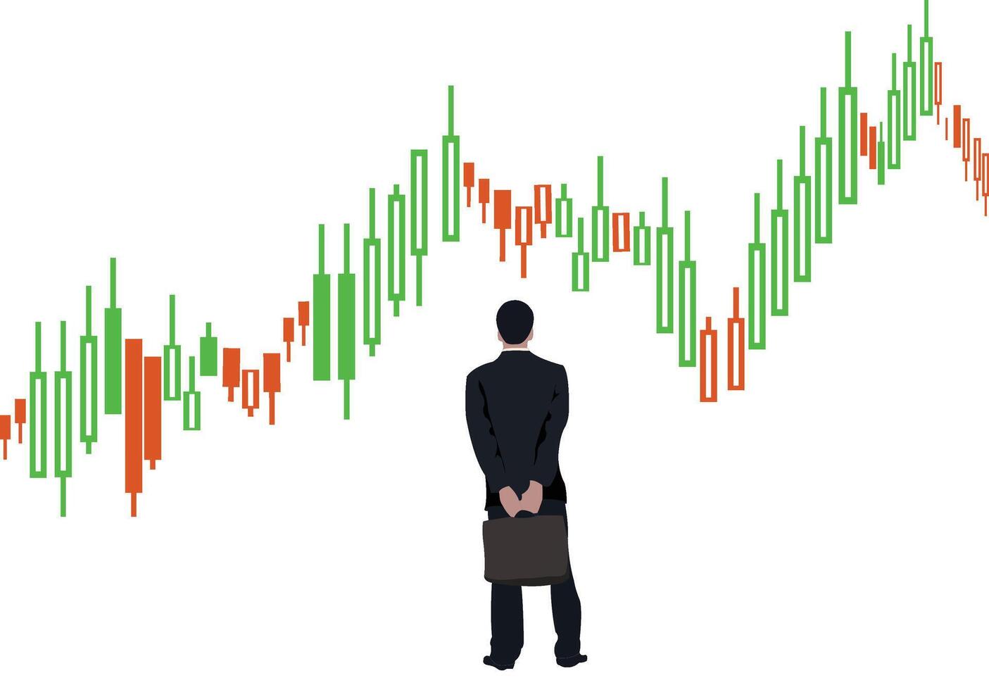 Businessman analyzing stock market trends vector