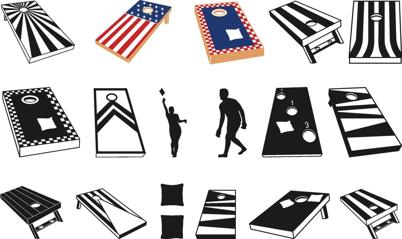 Cornhole, Cornhole Playing American, Cornhole Player, vector