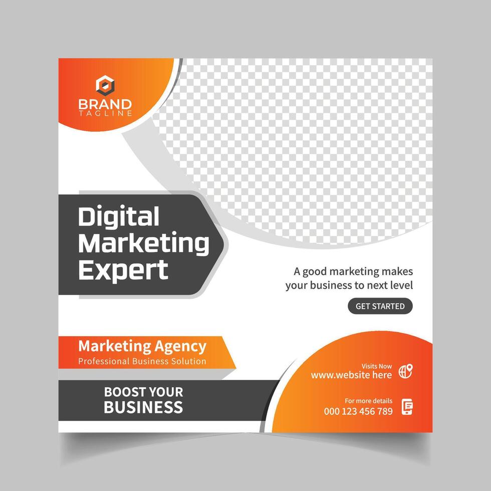 Digital marketing agency social media post, Corporate business promotion square flyer web banner template Professional design vector