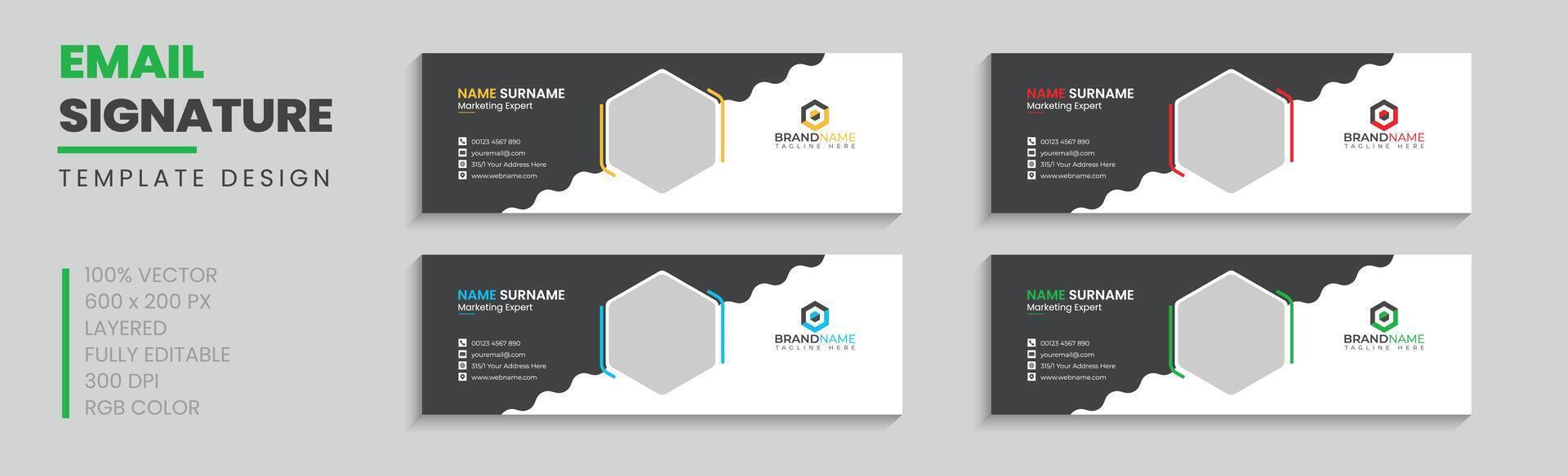 email signature design template with professional business vector