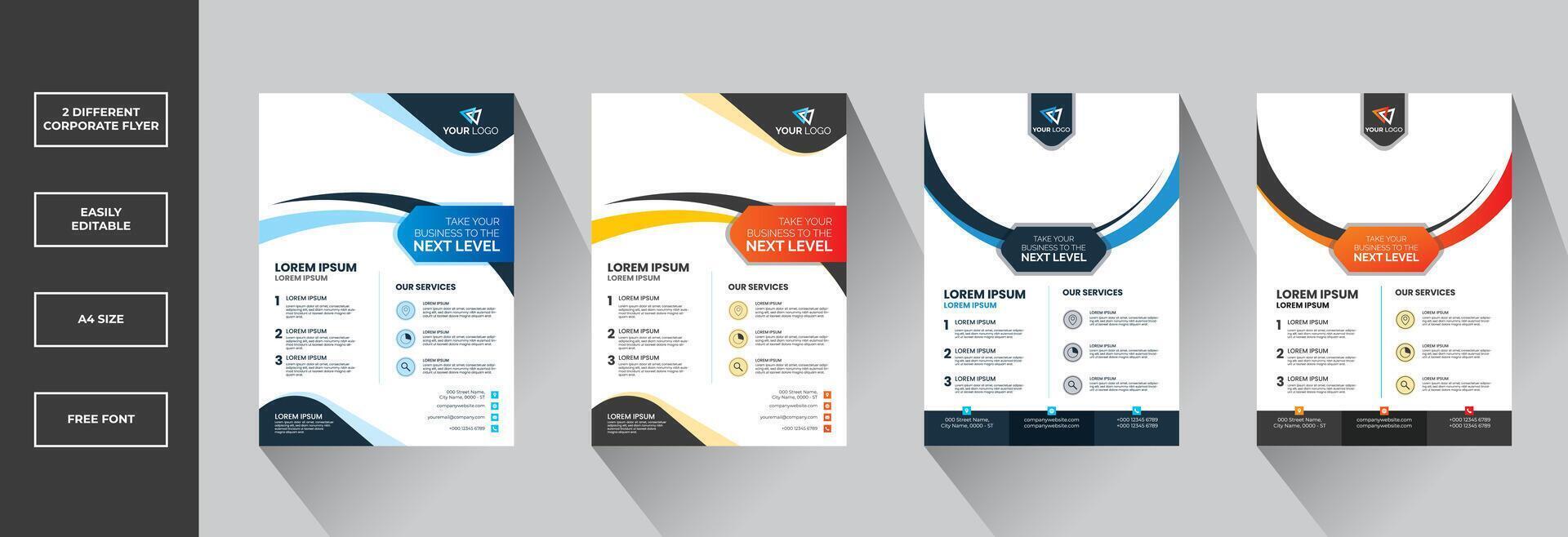 different a4 flyer template design vector