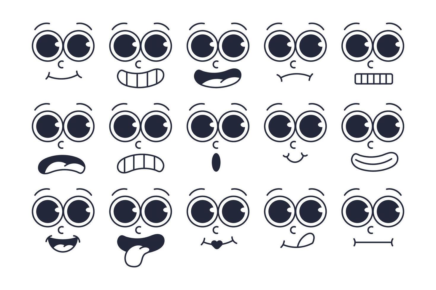 Expressive Cartoon Faces Icon Set vector